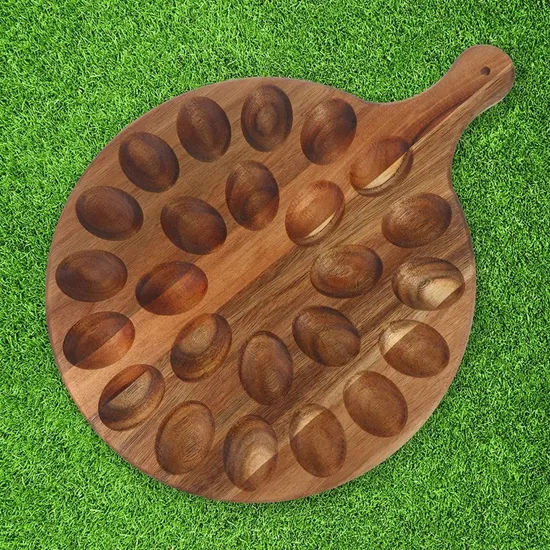 Paddle Shape Large Wooden Egg Tray Egg Crate Holder Egg Organizer Egg Holder with Handle
