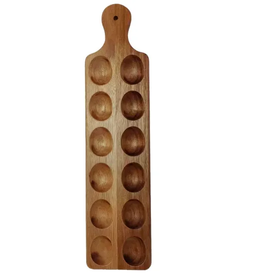Handmade Eco-Friendly Premium Acacia Wood Egg Tray for 12 Fresh Eggs