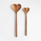 Heart Shape Acacia Wood Serving Spoon Set of 2 with Round Handle