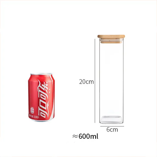Small Capacity Square Glass Food Storage Container with Bamboo Lid
