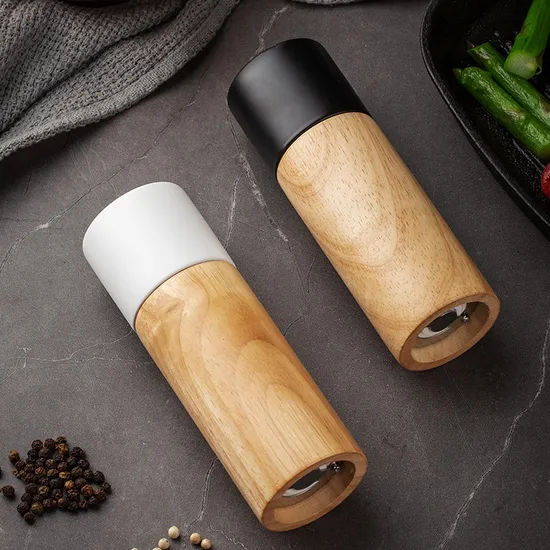 6-Inch Rubber Wood Manual Pepper Mill Spice Grinder