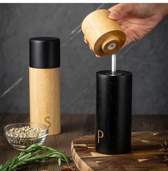 Styllish Wooden Salt and Pepper Grinder with Black Painting