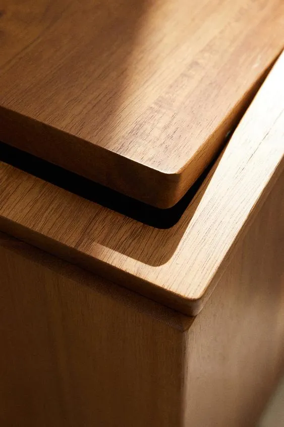 Luxury Acacia Wood Storage Box Wood Trash Can Dust Bin for Home