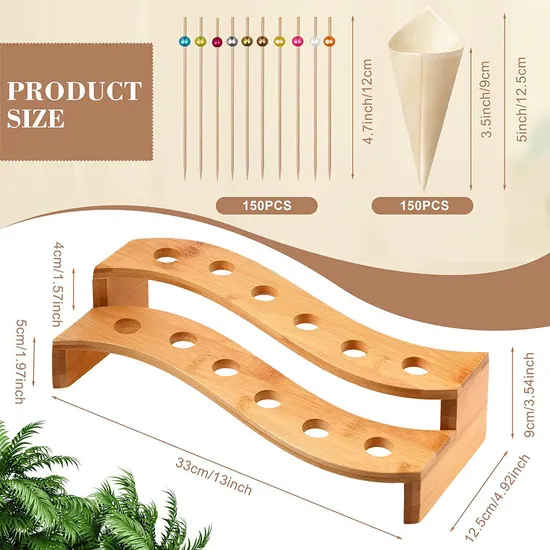 Household Bamboo Wooden Desktop Storage Shelf Party Banquet Dessert Shelf Food Cones Holders