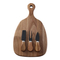 Round Shape Acacia Wood Charcuterie Appetizer Cheese Serving Board with Handles and Knives