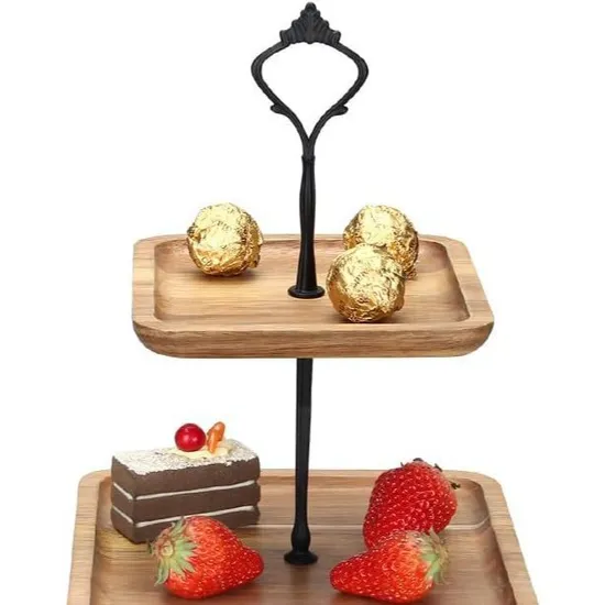 Handcrafted Acacia Wood 3-Tier Cake Stand with Removable Trays for Wedding Dessert Displays