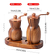 Hand-Cranked Acacia Wood Pepper and Salt Grinder Vase with Tray
