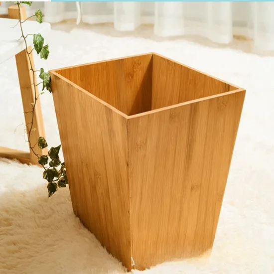 Creative Square Bamboo Trash Can /Office Wastebasket / Living Room and Bathroom Trash Can