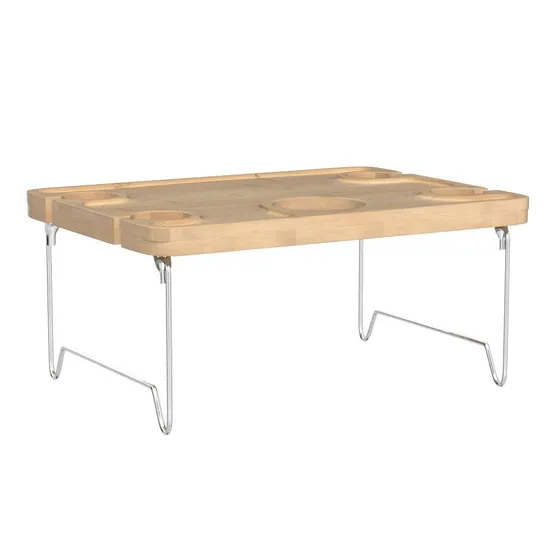 Foldable Lightweight Bamboo Wine Picnic Table Snack & Cheese Tray with 4 Wine Glasses Holder