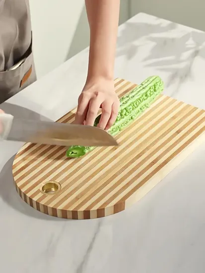 Premium Two Tone Bamboo Cutting Board with Convenient Hanging Hole