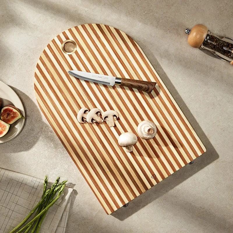 Premium Two Tone Bamboo Cutting Board with Convenient Hanging Hole