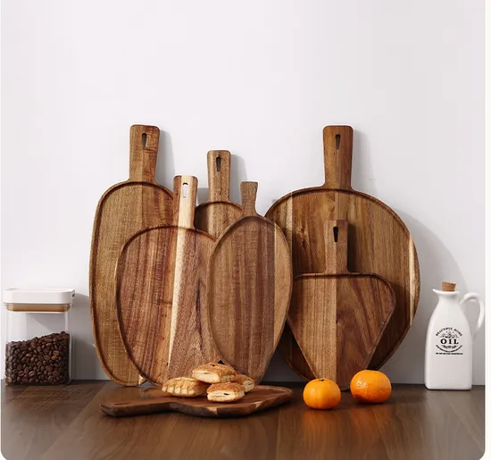 Handmade Mush-Room Shaped Acacia Wood Serving Plate with Unique Carvings