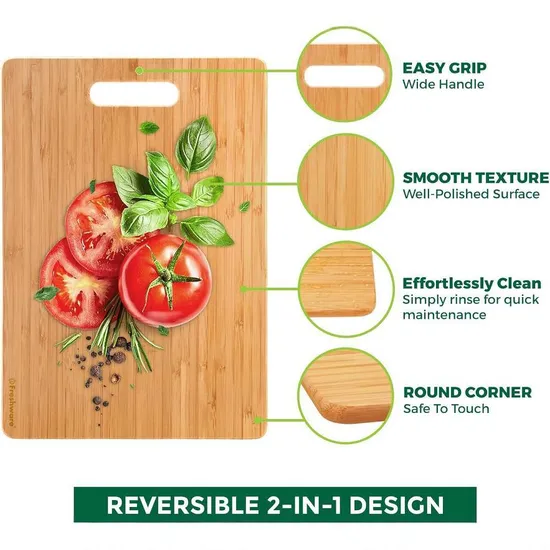 Durable 3 Piece Bamboo Vegetable Cutting Board Fruit Chopping Board Set for Kitchen