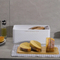 Rectangle Metal Bread Bin Bread Box Bread Holder Bread Storage Container with Wood Lid Grid