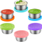 6 PCS Stainless Steel Condiment Cup with Silicone Lid for Lunch Box Picnic Travel Work