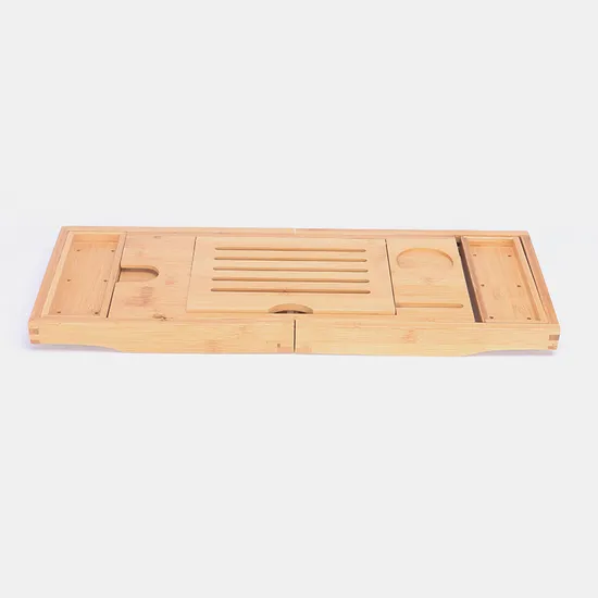 Luxury Expandable Bamboo Bathtub Caddy Tray Bath Caddy Tray