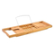 Retractable Multifunctional Non-Slip Bamboo Bathroom Shelf Bathtub Shelf with Red Wine Stand