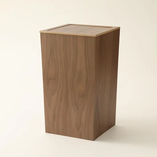 Vintage - Style Walnut Wood Waste Basket for Living Room
