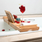 White Color Bamboo Bathroom Storage Rack Bathtub Holder with Flat Panel Mobile Phone Holder