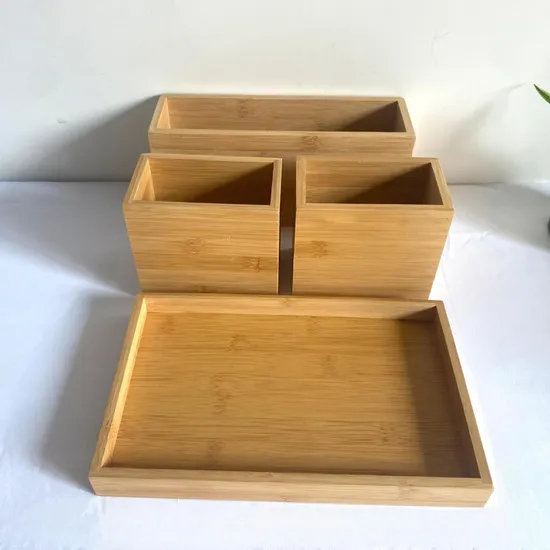 Multi-Use Bamboo Wooden Makeup Organizer Storage Box Set for Home Office