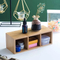 3-Compartment Bamboo Desk Organizer for Pens & Remotes