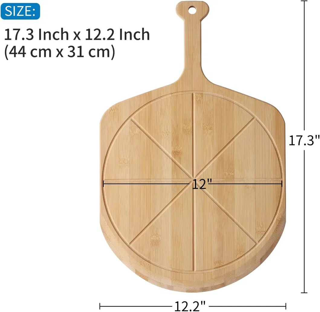 Double Sided 24X15 Inch Bamboo Pizza Chopping Board Pizza Peel
