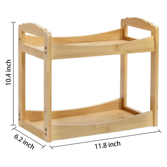 Bamboo Wooden Desktop Shelf / Bathroom Toiletries Storage Shelf/ Snack and Dried Fruit Storage Shelf/Cosmetics Organizer Shelf
