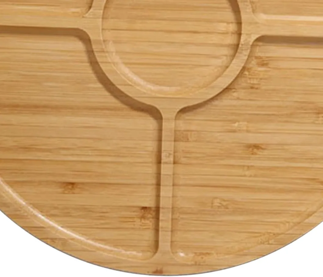 8 Inch 4 Divided Bamboo Multipurpose Bamboo Serving Plates for Dining/Coffee Table /Charcuterie