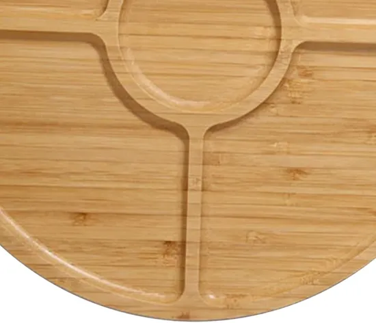 8 Inch 4 Divided Bamboo Multipurpose Bamboo Serving Plates for Dining/Coffee Table /Charcuterie
