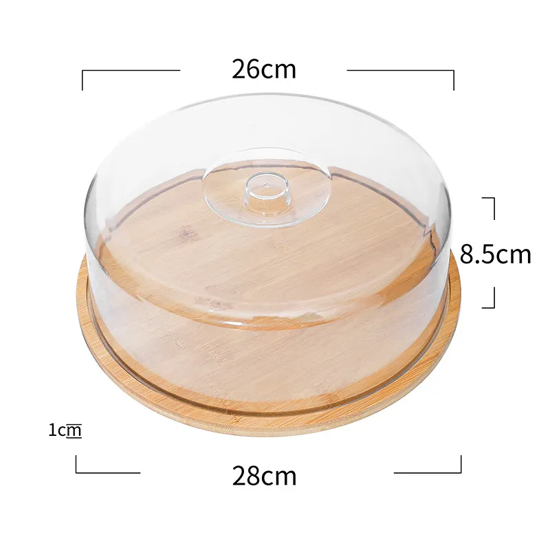 Bamboo Butter Stand Cake Stand Butter Tray with Transparent Lid