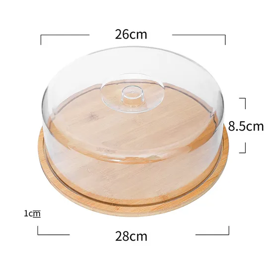 Bamboo Butter Stand Cake Stand Butter Tray with Transparent Lid