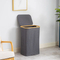 Large Bamboo Circle Fabric Laundry Basket with Lid and Removable Laundry Bags