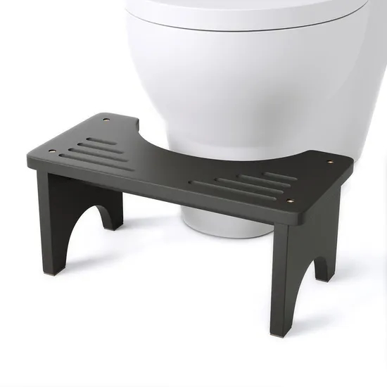 Durable Black Color Height - Increasing Bamboo Toilet Stool