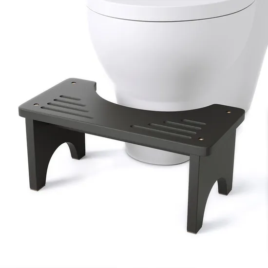 Durable Black Color Height - Increasing Bamboo Toilet Stool