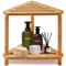 Multifunctional Space -Saving Bamboo Shower Bench with Corner Storage for Bathroom