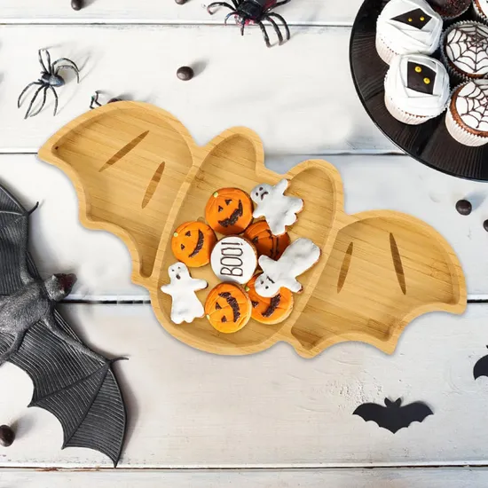 Bulkbuy Bat - Shaped Bamboo Serving Platter Snack Tray Appetizer Plate