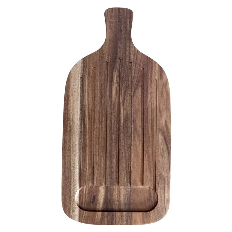 Long Acacia Wood Bread Cutting Board Charcuterie Board with Handle