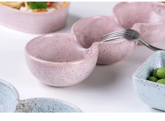 Elegant 3-Piece Ceramic Bowl Set with Wooden Handles for Snacks