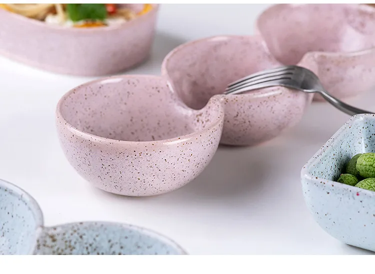 Elegant 3-Piece Ceramic Bowl Set with Wooden Handles for Snacks
