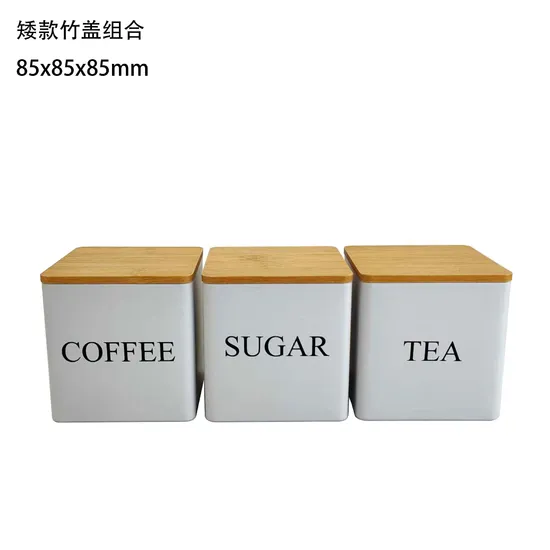 Kitchen Canister Set with Bamboo Lids for Coffee Tea Sugar