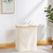 160 L Double-Opening Bamboo Fabric Laundry Basket Large-Capacity Storage Basket with Double Compartments.