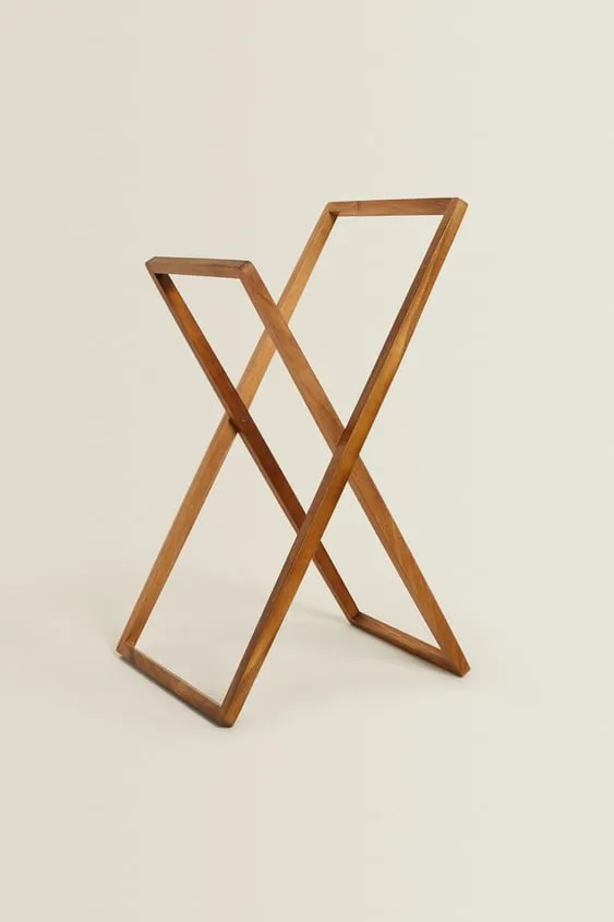 Folding Acacia Wood Bathroom Towel Rack Drying Shelf Wooden Hanging Racks