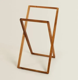 Folding Acacia Wood Bathroom Towel Rack Drying Shelf Wooden Hanging Racks