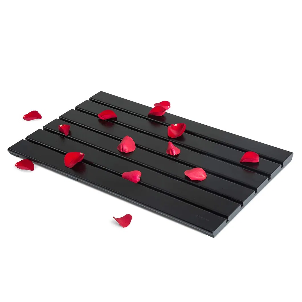 Large Black Color Bamboo Floor Mat for Bathroom