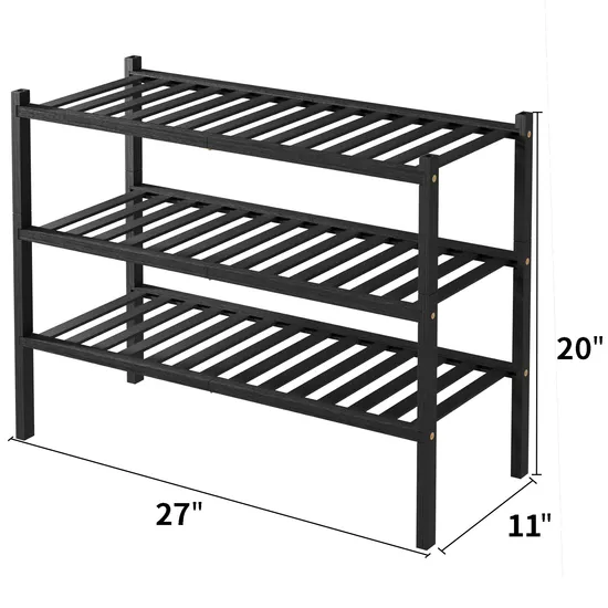 3 Tier Free Standing Bamboo Shoe Rack
