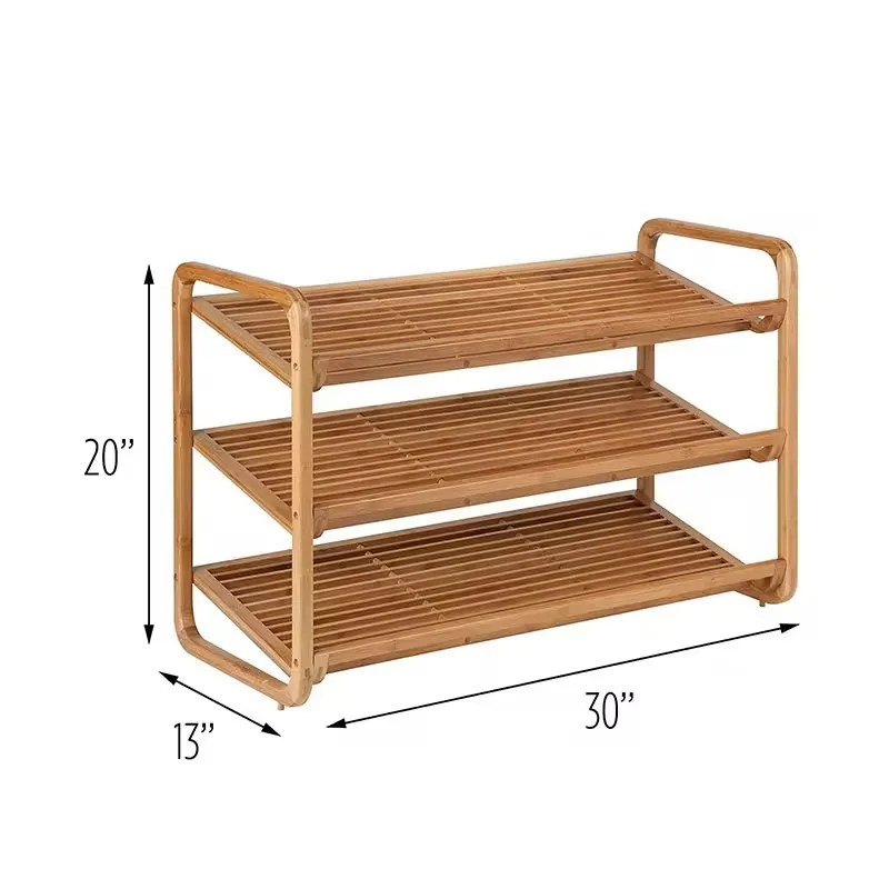 3-Tiers Bamboo Shoes Rack Shelf Organizer for Entryway