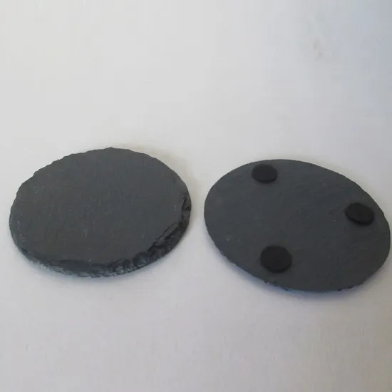 Custom Engraved Round Slate Cup Coasters with Bamboo Holder for Personal Gifts