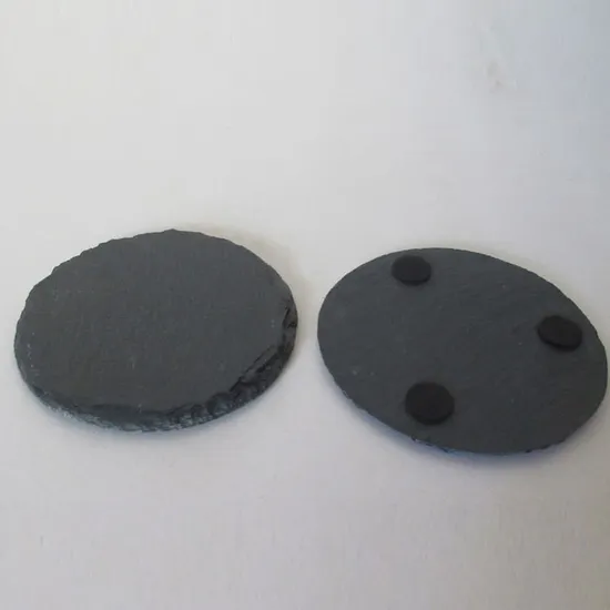 Custom Engraved Round Slate Cup Coasters with Bamboo Holder for Personal Gifts