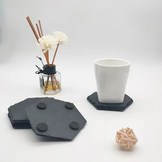 Heat - Resistant Hexagonal Slate Coasters for Coffee and Tea