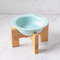 Dog Supplies Pet Ceramic Food Bowl with Wooden Rack